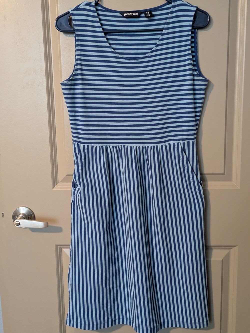 Women's Lands' End Blue Striped Dress XS